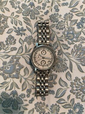 Stainless Steel Women’s Large Chronograph Watch - Silver